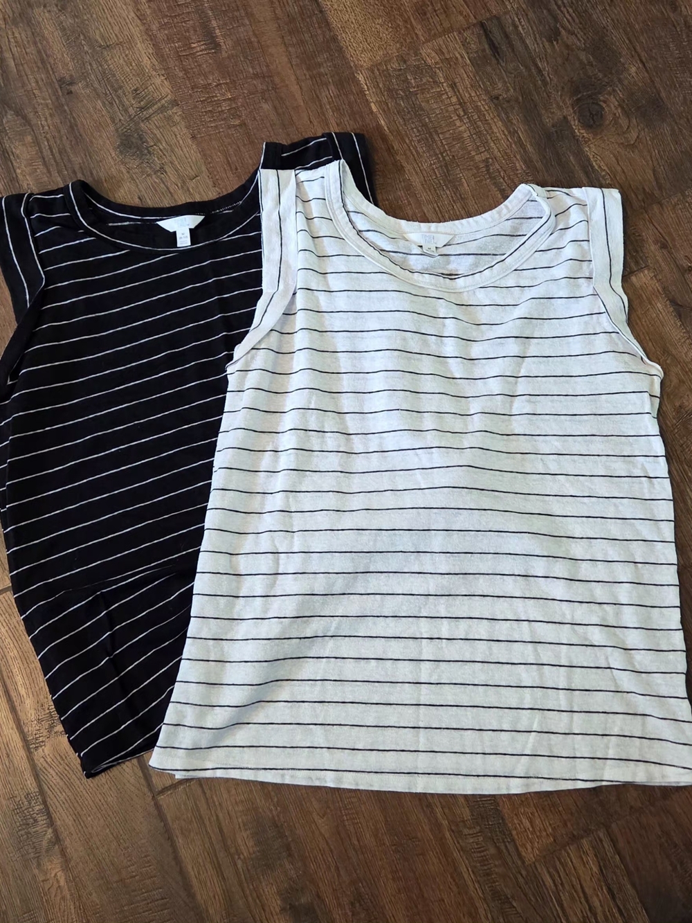 Time and Tru Black and White Striped Tank Tops - Set of 2